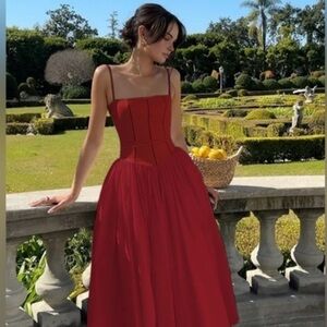 NWT Sold Out!!! Commense Frenchy Red Flowy Long Dress in Lipstick Red size Small